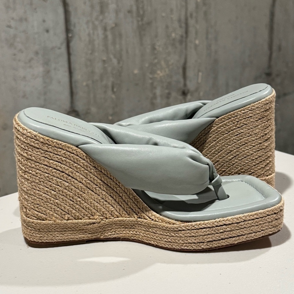 Paloma Barcelo NWOB 39 Tess Slip On Espadrille Platform Wedge Sandals Leather - Picture 6 of 7
